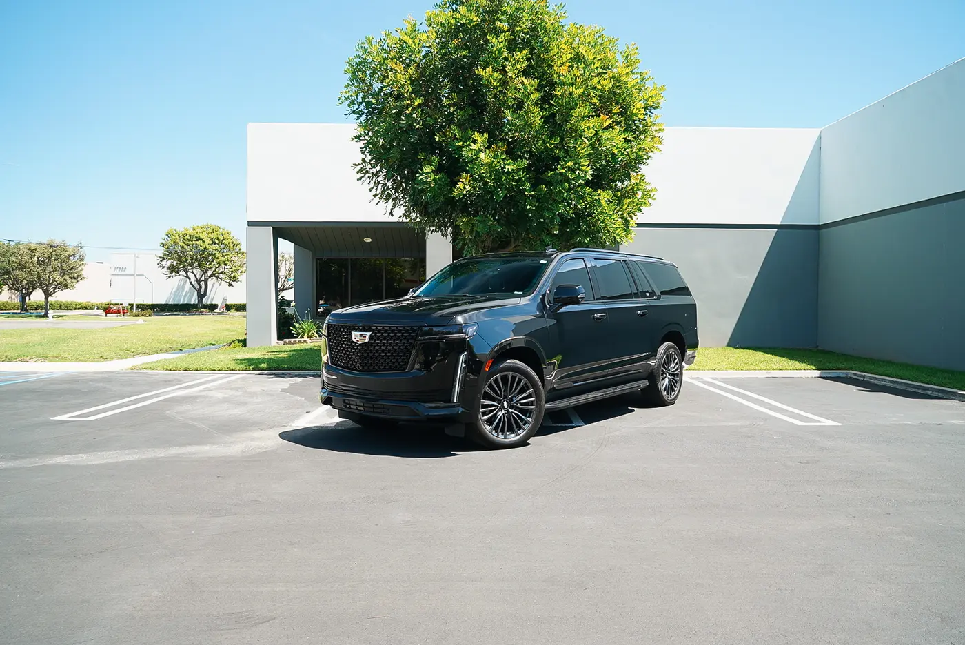 2023 Cadillac Escalade ESV — front view, available for rental in San Diego