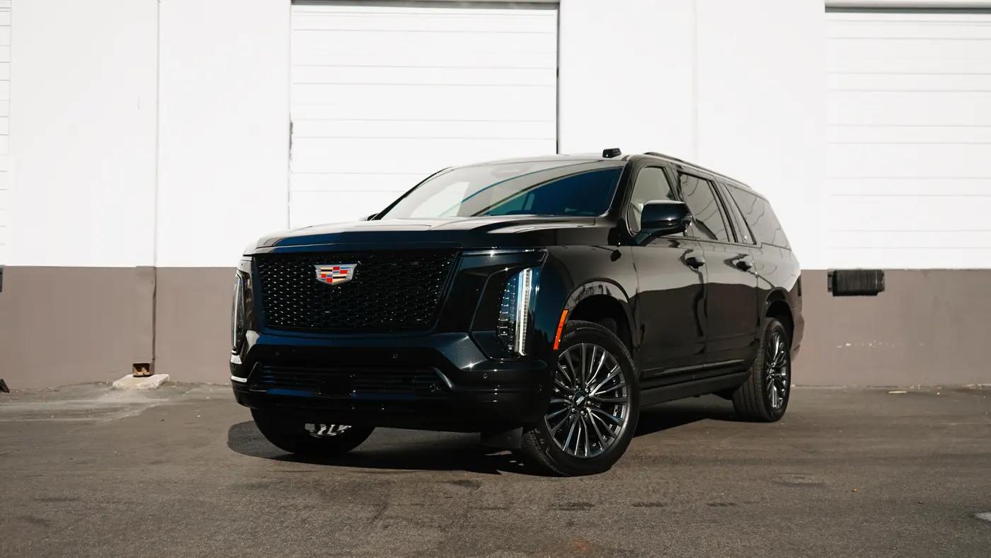 2025 Cadillac Escalade ESV — front view, available for rental in San Diego