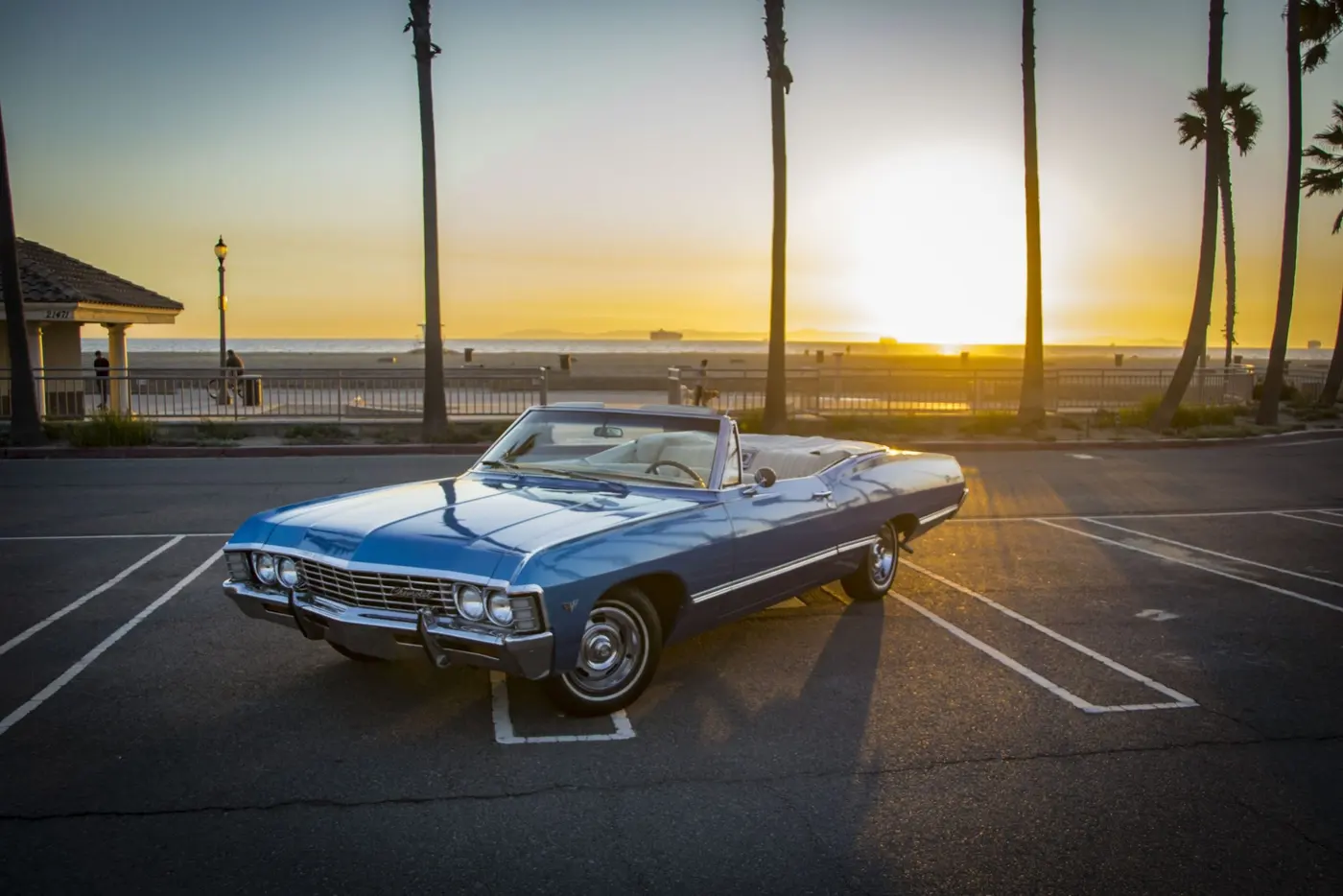 1967 Chevrolet Impala Convertible — front view, available for rental in San Diego