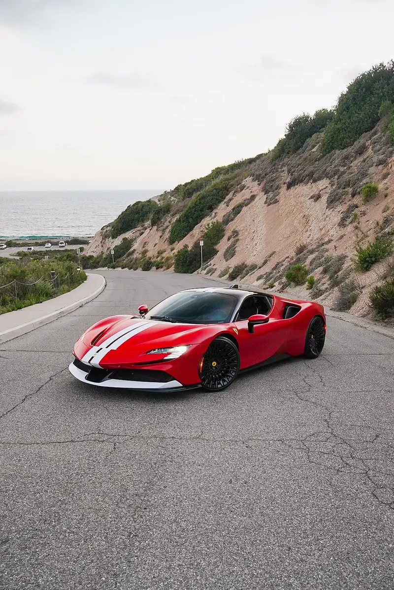 2024 Ferrari SF90 Stradale — front view, available for rental in San Diego