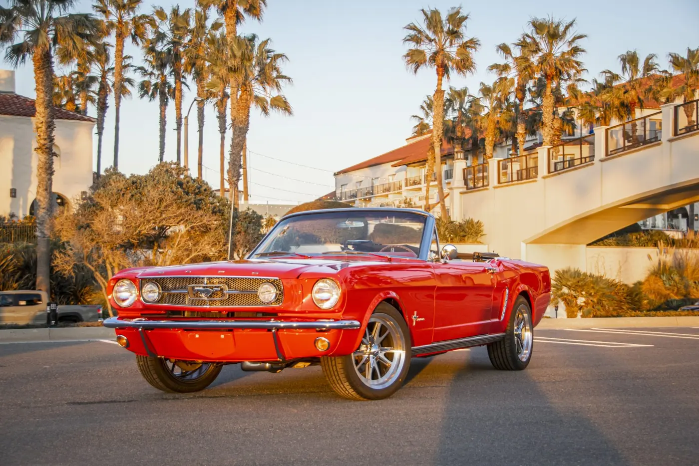 1965 Ford Mustang — front view, available for rental in San Diego