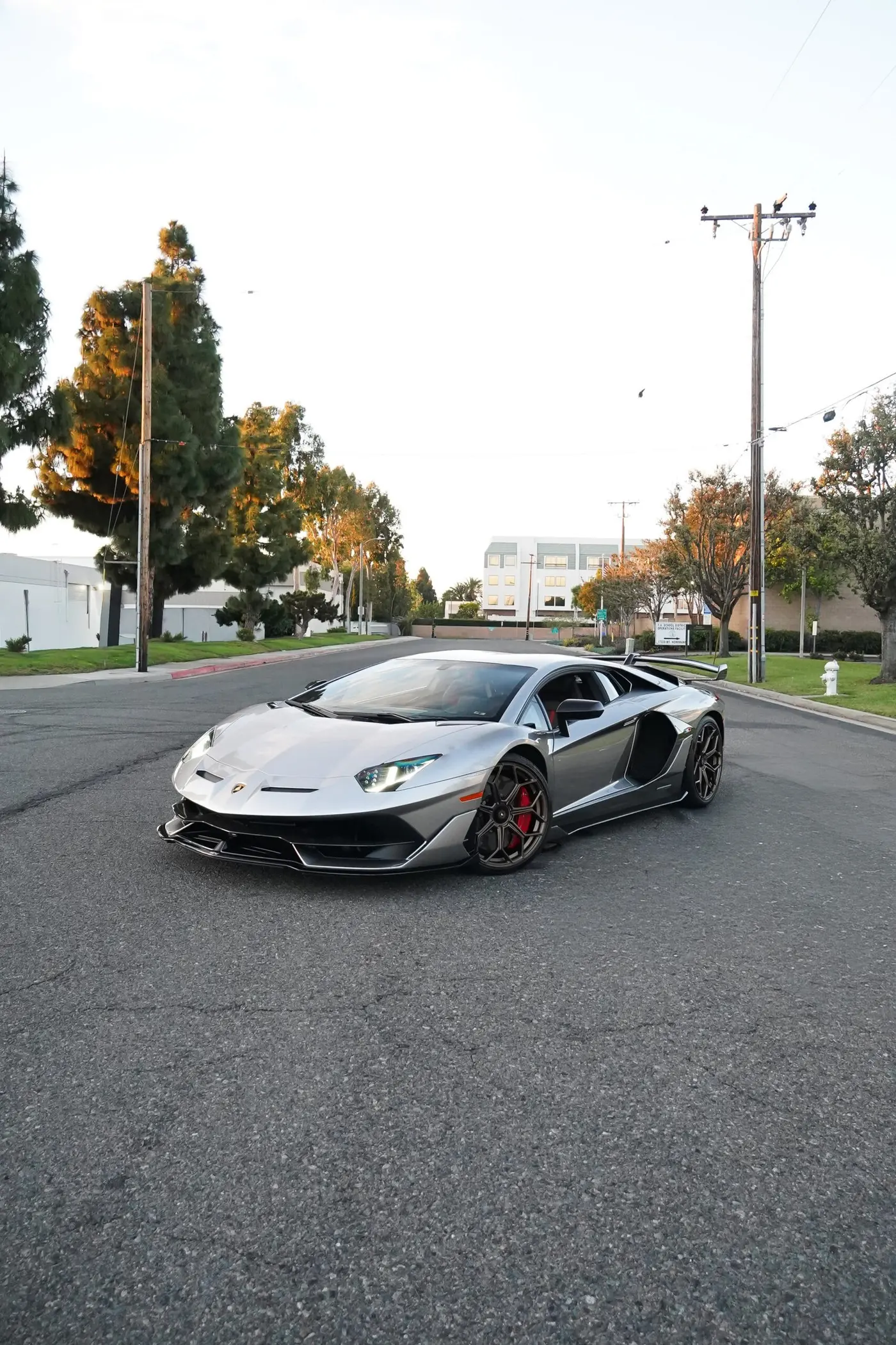 2023 Lamborghini Aventador SVJ — front view, available for rental in San Diego