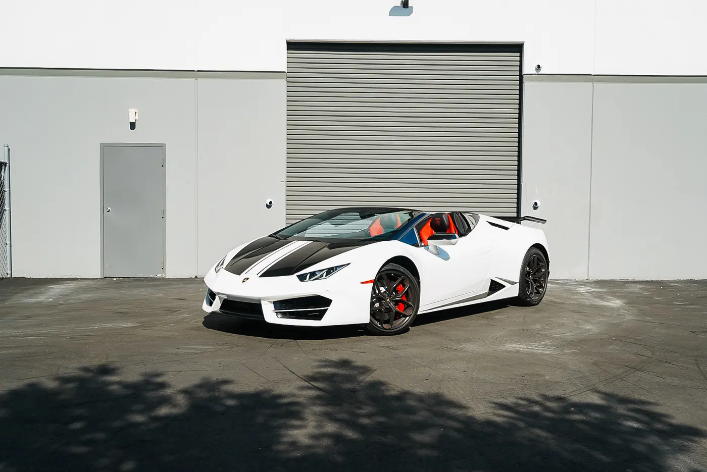 2017 Lamborghini Huracán Spyder — front view, available for rental in San Diego