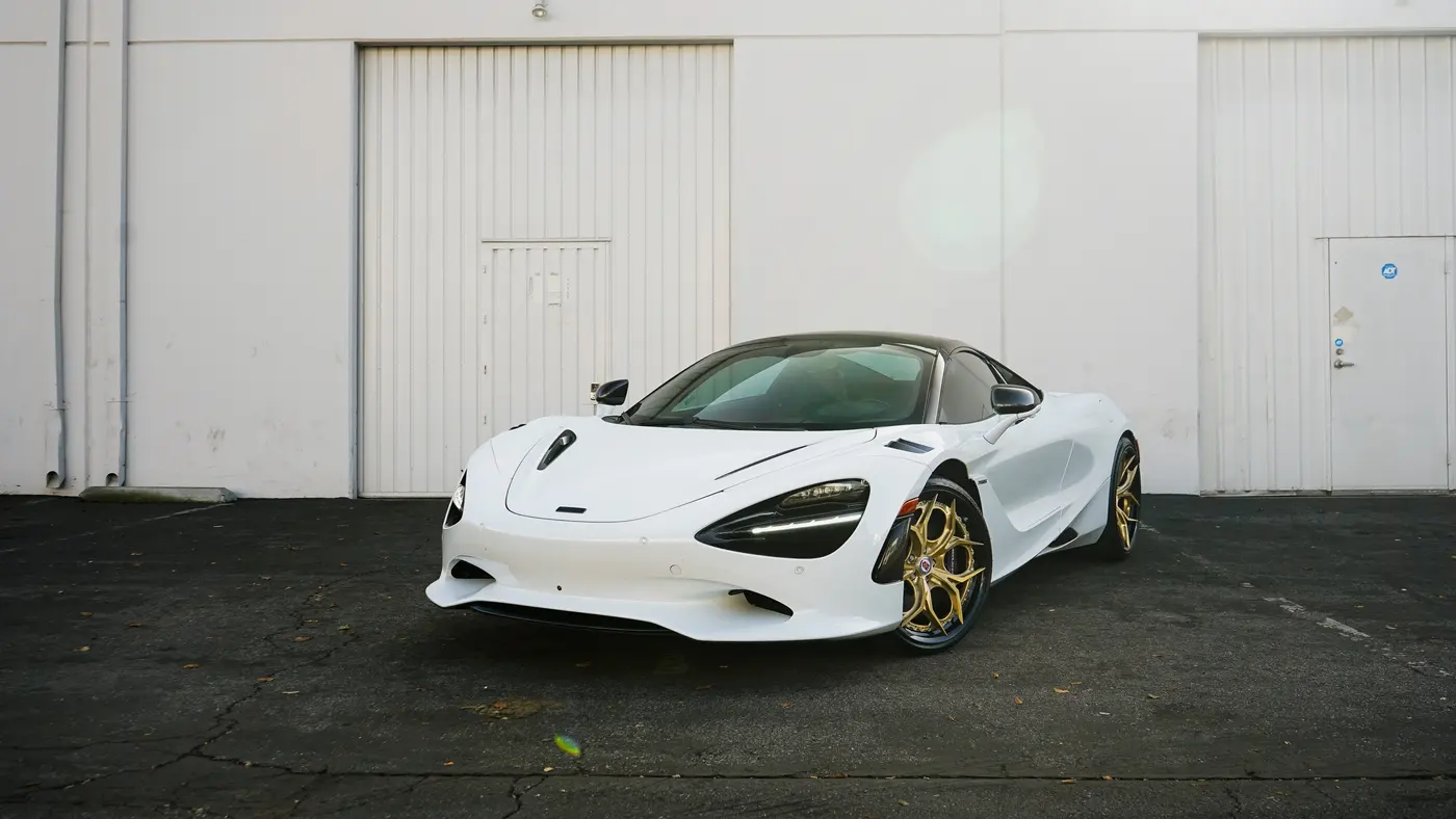 2025 McLaren 750S Spyder — front view, available for rental in San Diego