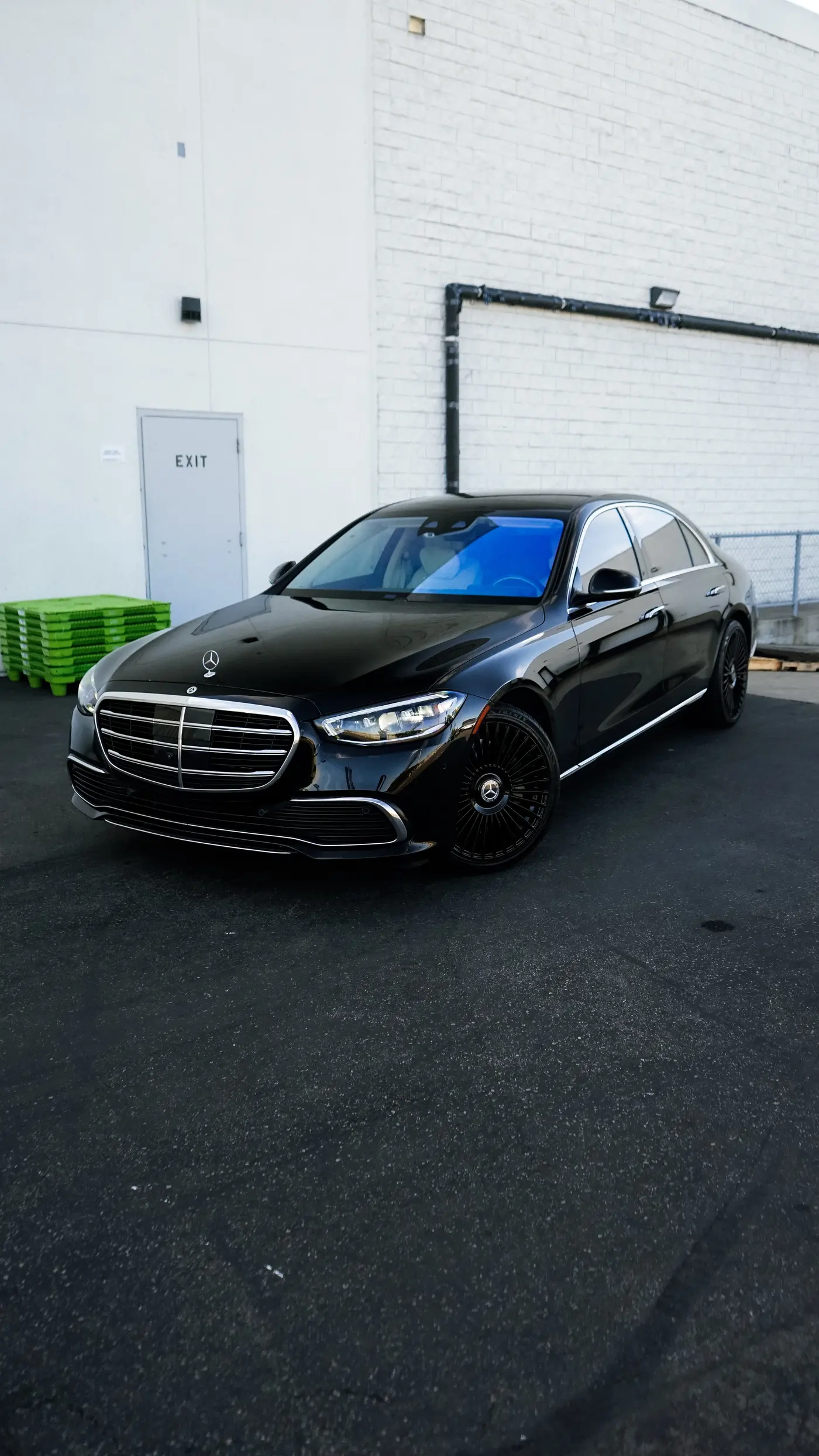 2023 Mercedes-Benz S 580 — front view, available for rental in San Diego