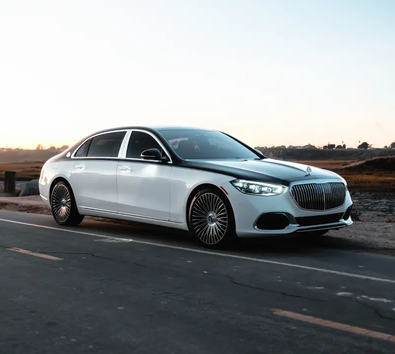 2022 Mercedes-Maybach S580 — front view, available for rental in San Diego